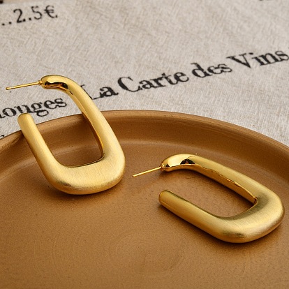 Прямоугольные латунные серьги-гвоздики для женщин