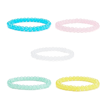 6.5 круглый эластичный браслет из бисера из искусственного нефритового стекла мм для женщин