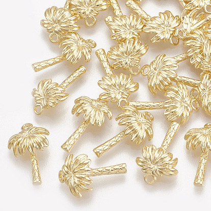 Brass Charms, Real 18K Gold Plated, Coconut Tree