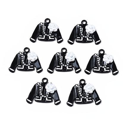 Rack Plating Alloy Spray Painted Pendants, with ABS Plastic Imitation Pearl, Cadmium Free & Nickel Free & Lead Free, Overcoat