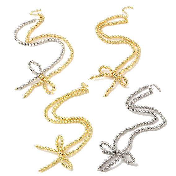 Латунь бисера ожерелья, долговечный, без свинца и без кадмия, бантом