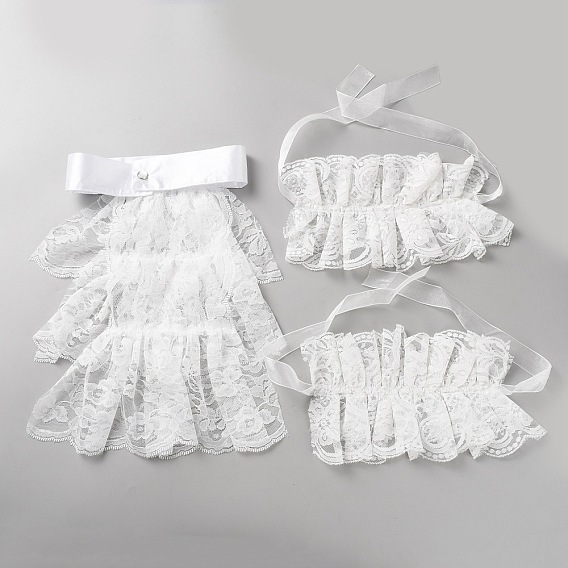 Polyester Lace Jabot and Cuffs Set, Costume Accessory for Halloween Party Cosplay