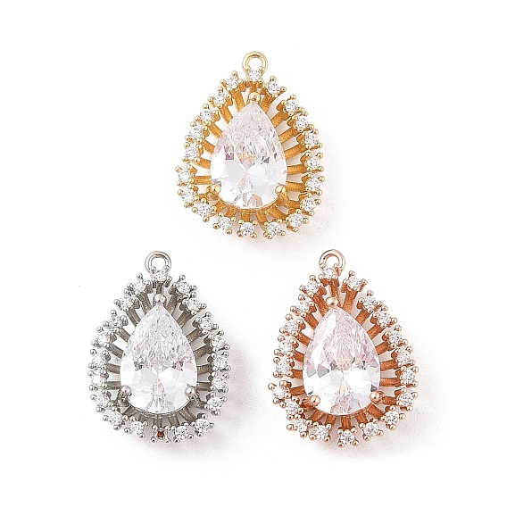 Латунные микро проложить кубического циркония подвески, без кадмия, без никеля и без свинца, с подвесками в форме капли