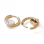 Cubic Zirconia Heart Hoop Earrings, Golden 304 Stainless Steel Jewelry for Women