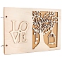 Wooden Wedding Guestbooks Notepad, for Wedding Decoration, Rectangle with Hollow Tree and Cage, Word Love