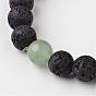Natural Lava Rock Beaded Stretch Bracelets, with Gemstone Beads, 54mm
