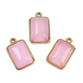 Naturel a augmenté pendentifs en quartz, avec 304 accessoires en acier inoxydable, charme rectangle