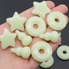 Synthetic Luminous Stone Beads, No Hole Beads, Glow in the Dark, Star/Gourd