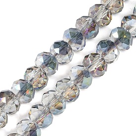 Half Rainbow Plated Faceted Rondelle Glass Beads Strands