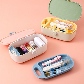 Sewing Tool Box, Including Plastic Box, Plastic Tray, Sponge, Polyester Thread, Plastic Button, Thimble Ring, Safety Pin, Tape Measure, Scissor, Sewing Needles, Threader Devices