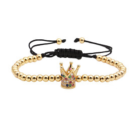 Adjustable Crown Bracelet with Micro Pave Zirconia and Colorful Cubic Zirconia Stones