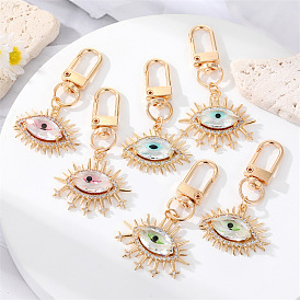 Crystal Eye Keychain with Gold Plating, Diamond Eyelashes and Star Charm