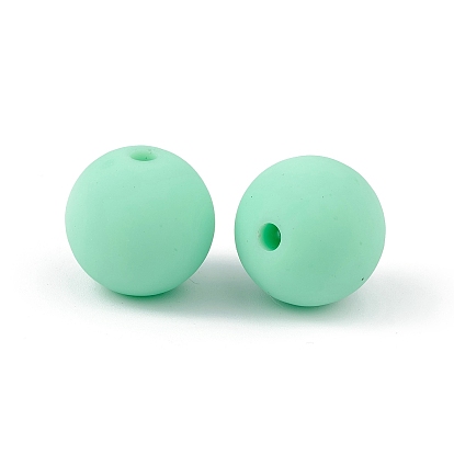 Perles en acrylique opaque de style caoutchouté, ronde