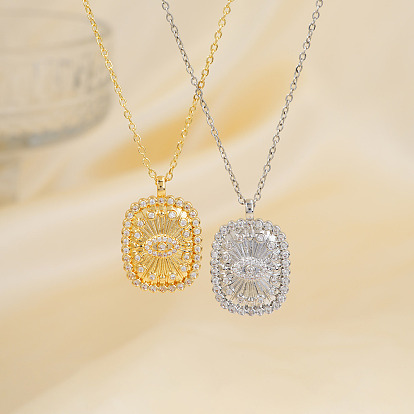 Латунные микропаве прозрачные кубические цирконии ожерелья с подвесками таро от сглаза, деликатный для ежедневного ношения