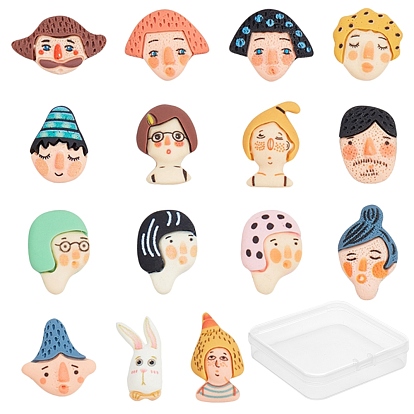 60 pcs 15 estilo cabujones de resina, personaje animado, humano y conejo