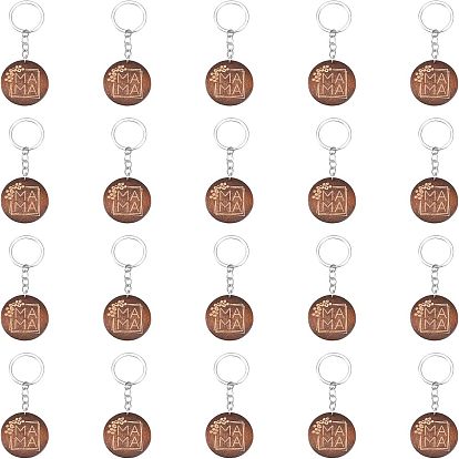 Деревянные плоские круглые подвесные брелки с гравировкой, слово мама подарок на день матери брелок, с железом найти