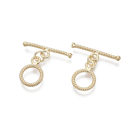 Brass Toggle Clasps, with Jump Rings, Nickel Free, Ring