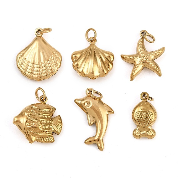 Океан 304 подвески из нержавеющей стали, ионное покрытие (ip), реальный 18 k позолоченный, с целью перехода в кольце