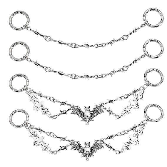 4 шт 2 стили сплав обувь подвески, с литыми пружинными кольцами, летучая мышь