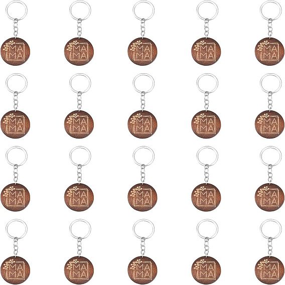 Деревянные плоские круглые подвесные брелки с гравировкой, слово мама подарок на день матери брелок, с железом найти