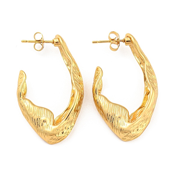 304 из нержавеющей стали серьги, текстурированные женские серьги-полукольца овальной формы