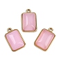 Natural Rose Quartz Pendants, with 304 Stainless Steel Findings, Rectangle Charms