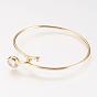 Brass Rhinestone Bangle, Real 18K Gold Plated