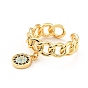 Cubic Zirconia Flat Round Open Cuff Ring, Brass Hollow Ring for Women, Cadmium Free & Lead Free