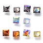 Cubic Zirconia Pointed Back Cabochons, Faceted Square