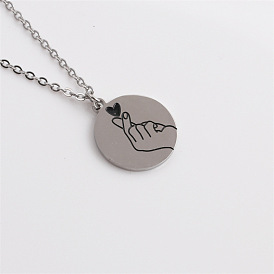Stainless Steel Pendant Necklace with Hip Hop Hand Gesture Design
