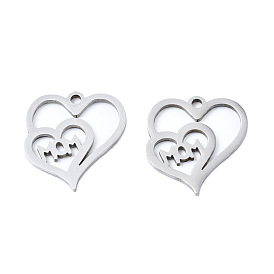 Ion Plating(IP) 201 Stainless Steel Pendants, Laser Cut, Heart