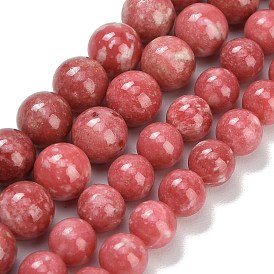 Природные родонит бисер нитей, гладкий круглый, бусины тулита