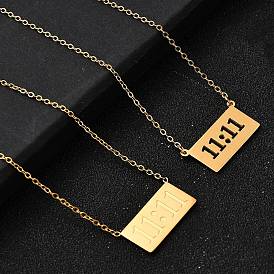 304 прямоугольник из нержавеющей стали с 11:11 подвесками для женщин, ионное покрытие (ip)