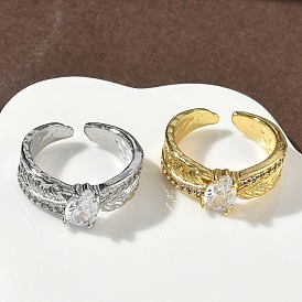 Открытые кольца манжеты из латуни с микропаве и кубическим цирконием, слеза, без кадмия и без свинца, стойки покрытие, долговечный