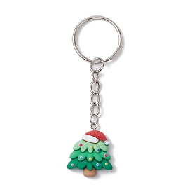 Christmas Resin Kechain, with Iron Split Key Rings, Christmas Tree