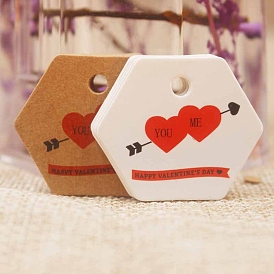 100Pcs Valentine's Day Paper Gift Tags, Hexagon