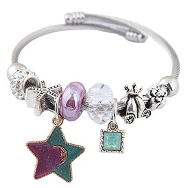 Fashionable DIY Beaded Crystal Bracelet with Multiple Elements and Star Pendant for Women