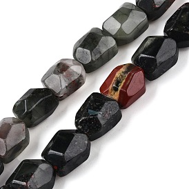 Natural African Bloodstone Beads Strands, Faceted, Nuggets