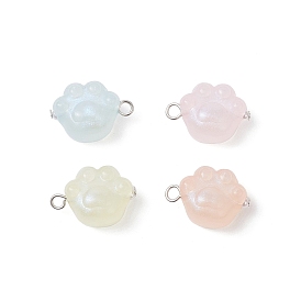 Подвески из светящегося акрила с имитацией жемчуга из АБС-пластика, отпечаток лапы, с железными штифтами с плоской головкой