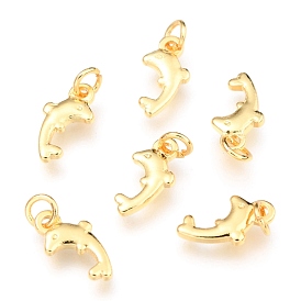 Brass Charms, Long-Lasting Plated, with Jump Ring, Fish