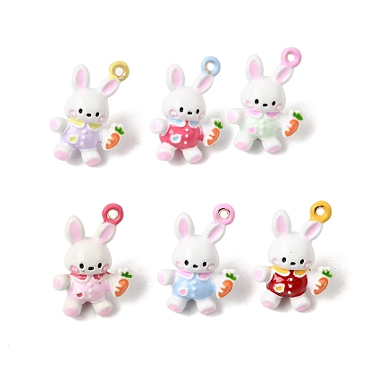 Alloy Enamel Pendants, Rabbit Charms