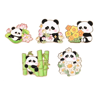 Эмалированные булавки панда, булавки для лацканов из сплава для одежды рюкзака, золотой свет