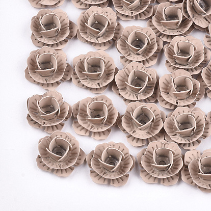 Spray Painted Eco-Friendly Iron Cabochons, Fit Floating Locket Charms, Flower