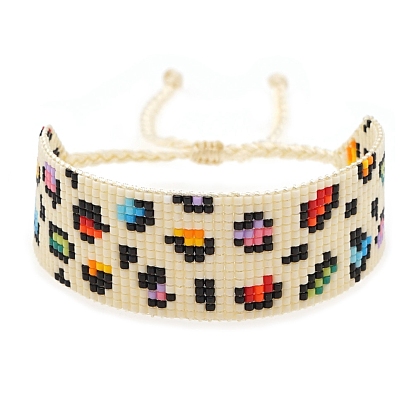 Miyuki Seed Braided Bead Bracelet, Wide Band Friendship Bracelet for Women