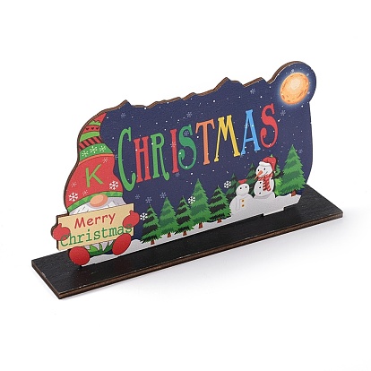 Natural Wood Display Decorations, for Christmas, Word Merry Christmas, Santa Claus/Father Christmas
