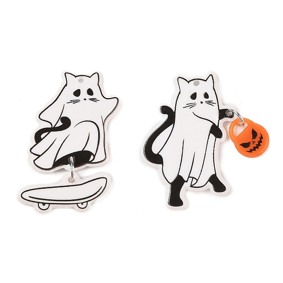 Непрозрачные акриловые подвески на тему хэллоуина, с железными украшениями