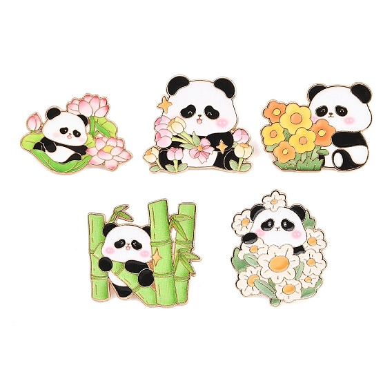 Эмалированные булавки панда, булавки для лацканов из сплава для одежды рюкзака, золотой свет