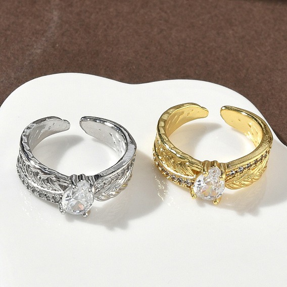 Открытые кольца манжеты из латуни с микропаве и кубическим цирконием, слеза, без кадмия и без свинца, стойки покрытие, долговечный