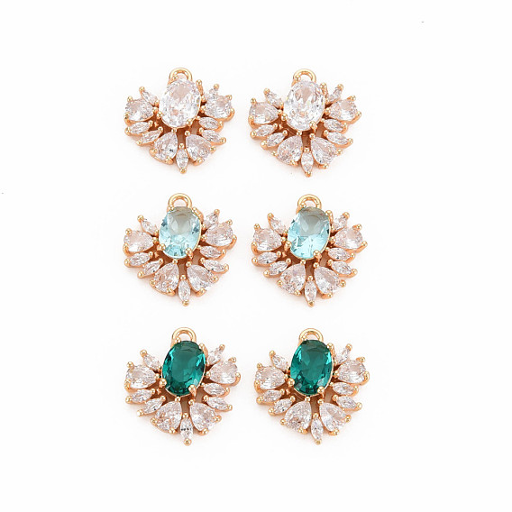 Латунные микро проложить кубического циркония подвески, со стеклом, без никеля , реальный 18 k позолоченный, сердце