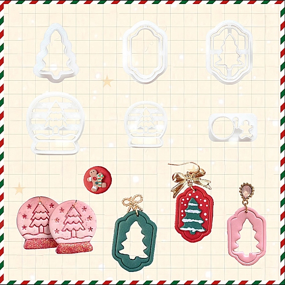 Christmas Plastic Molds, Clay Cutters, Clay Modeling Tools, for Earring Making